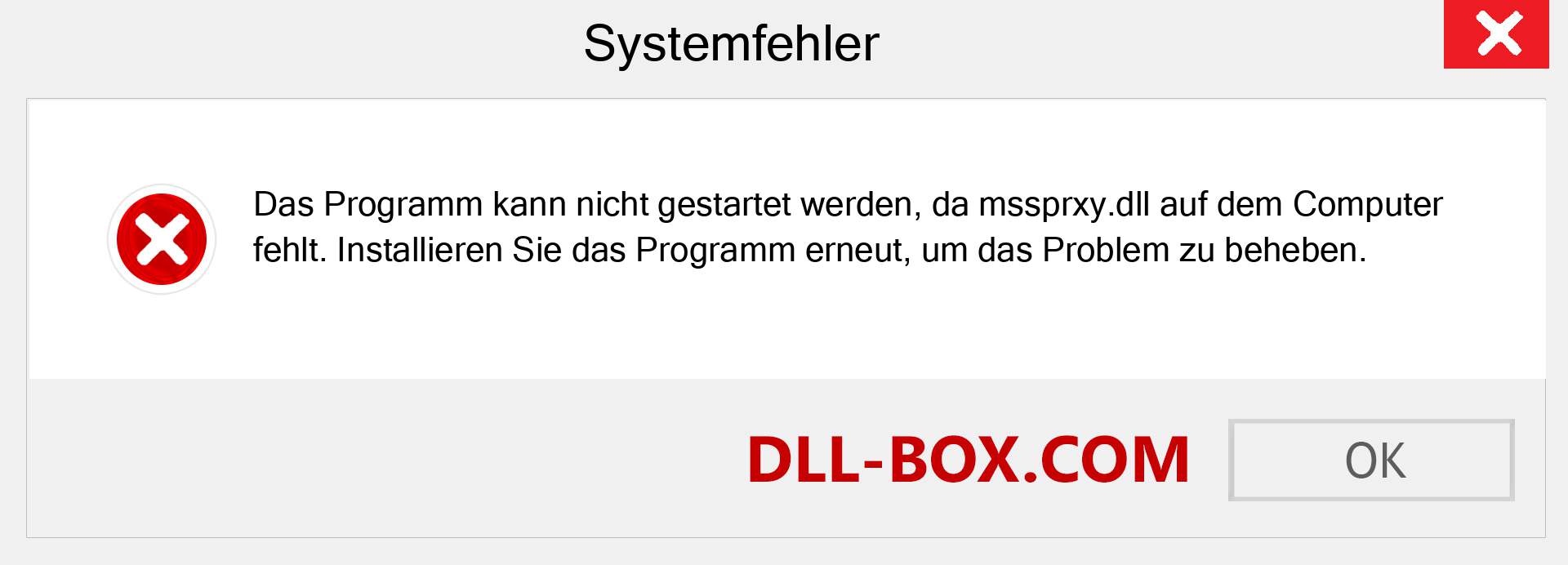 mssprxy.dll-Datei fehlt?. Download für Windows 7, 8, 10 - Fix mssprxy dll Missing Error unter Windows, Fotos, Bildern